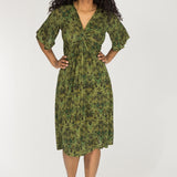 Knot draped short jersey dress - Olive