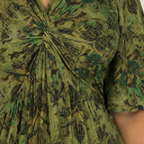 Knot draped short jersey dress - Olive