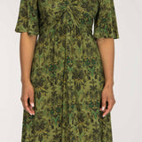 Knot draped short jersey dress - Olive
