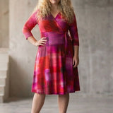 Loose fit short wrap jersey dress - Pink