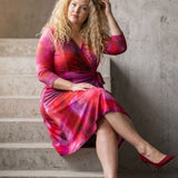 Loose fit short wrap jersey dress - Pink