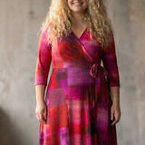 Loose fit short wrap jersey dress - Pink