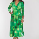 Loose fit midi wrap jersey dress - Green