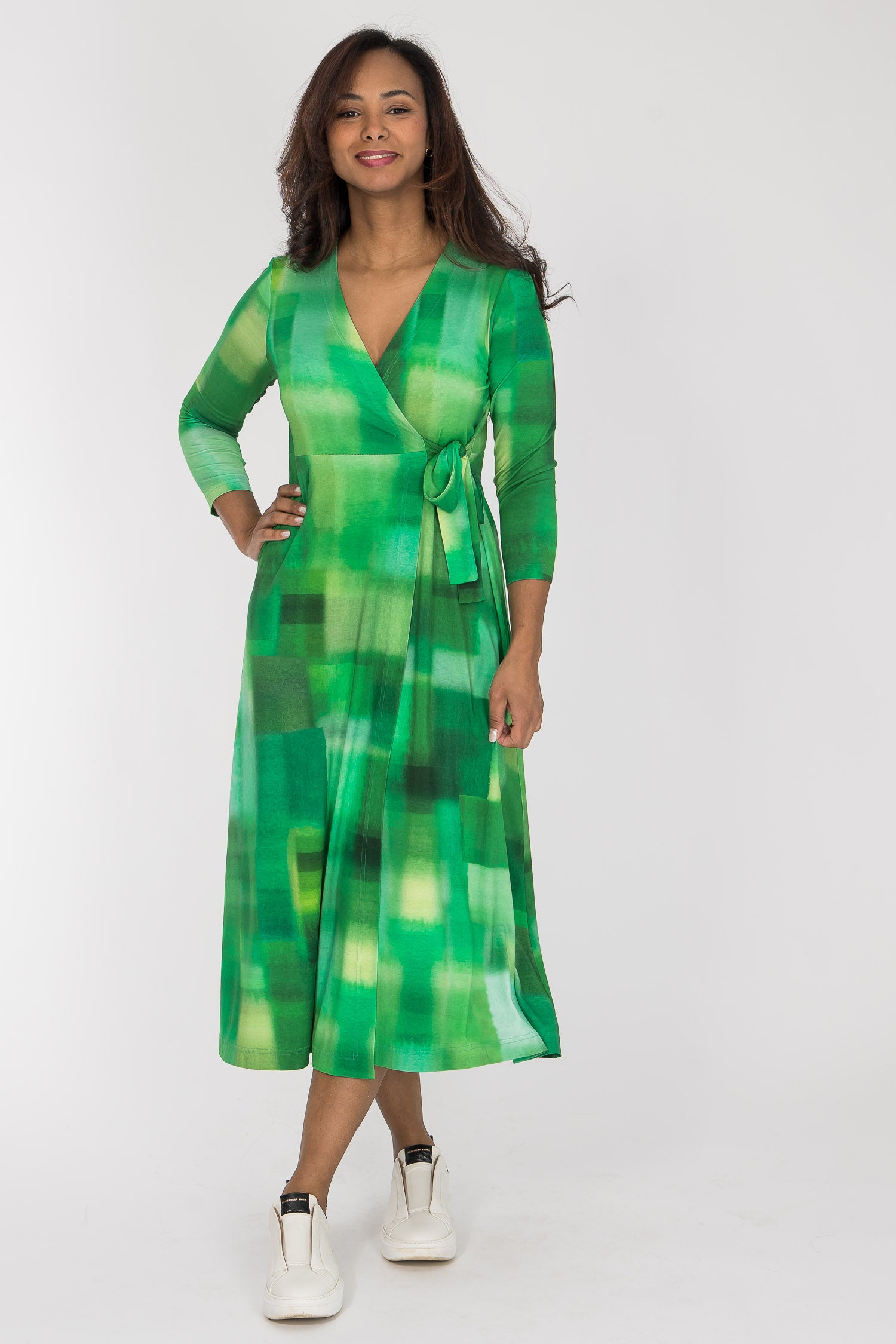 Loose fit midi wrap jersey dress - Green Pure Female Loose fit midi wrap jersey dress - Green Pure Female