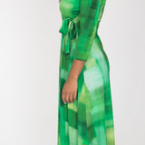 Loose fit midi wrap jersey dress - Green
