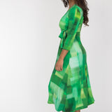 Loose fit midi wrap jersey dress - Green