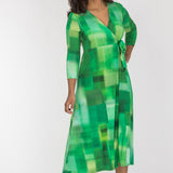 Loose fit midi wrap jersey dress - Green
