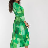Loose fit midi wrap jersey dress - Green