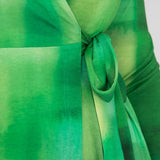 Loose fit midi wrap jersey dress - Green