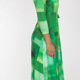 Loose fit midi wrap jersey dress - Green