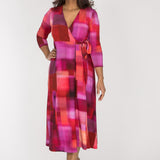 Loose fit midi wrap jersey dress - Pink