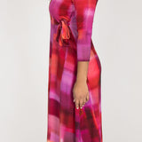 Loose fit midi wrap jersey dress - Pink