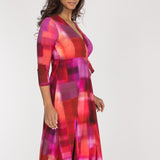 Loose fit midi wrap jersey dress - Pink