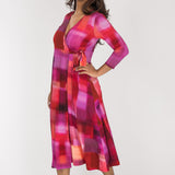 Loose fit midi wrap jersey dress - Pink