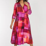 Loose fit midi wrap jersey dress - Pink