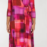 Loose fit midi wrap jersey dress - Pink