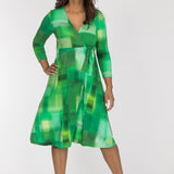 Loose fit short wrap jersey dress - Green