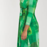 Loose fit short wrap jersey dress - Green