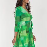 Loose fit short wrap jersey dress - Green