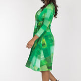 Loose fit short wrap jersey dress - Green