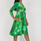 Loose fit short wrap jersey dress - Green