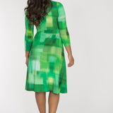 Loose fit short wrap jersey dress - Green