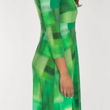 Loose fit short wrap jersey dress - Green
