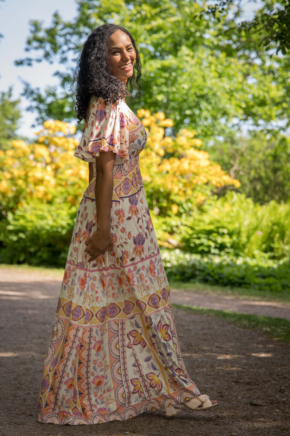 My smocked maxi jersey dress - Coral