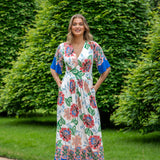 Nina bell sleeve long jersey dress - Blue