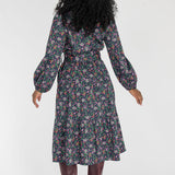 Cotton shirt midi dress - Navy flowers