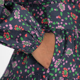 Cotton shirt midi dress - Navy flowers