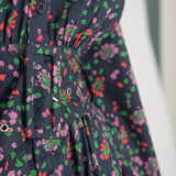 Cotton shirt midi dress - Navy flowers