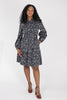 Cotton shirt short dress - Navy flowers