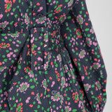 Cotton shirt short dress - Navy flowers