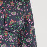 Cotton V-neck midi dress - Navy flowers