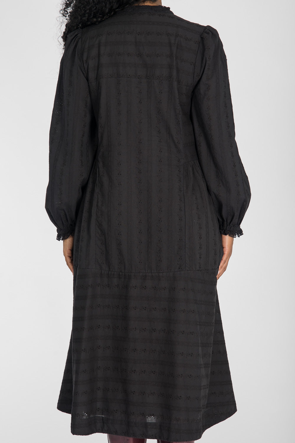 Cotton lace midi dress - Black