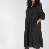 Cotton lace midi dress - Black