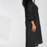 Cotton lace midi dress - Black
