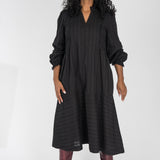 Cotton lace midi dress - Black
