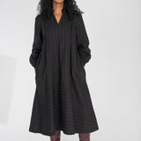 Cotton lace midi dress - Black