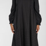 Cotton lace midi dress - Black