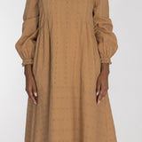 Cotton lace midi dress - Sand