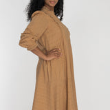 Cotton lace midi dress - Sand