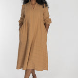 Cotton lace midi dress - Sand
