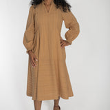 Cotton lace midi dress - Sand