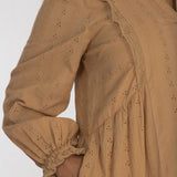 Cotton lace midi dress - Sand