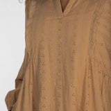 Cotton lace midi dress - Sand