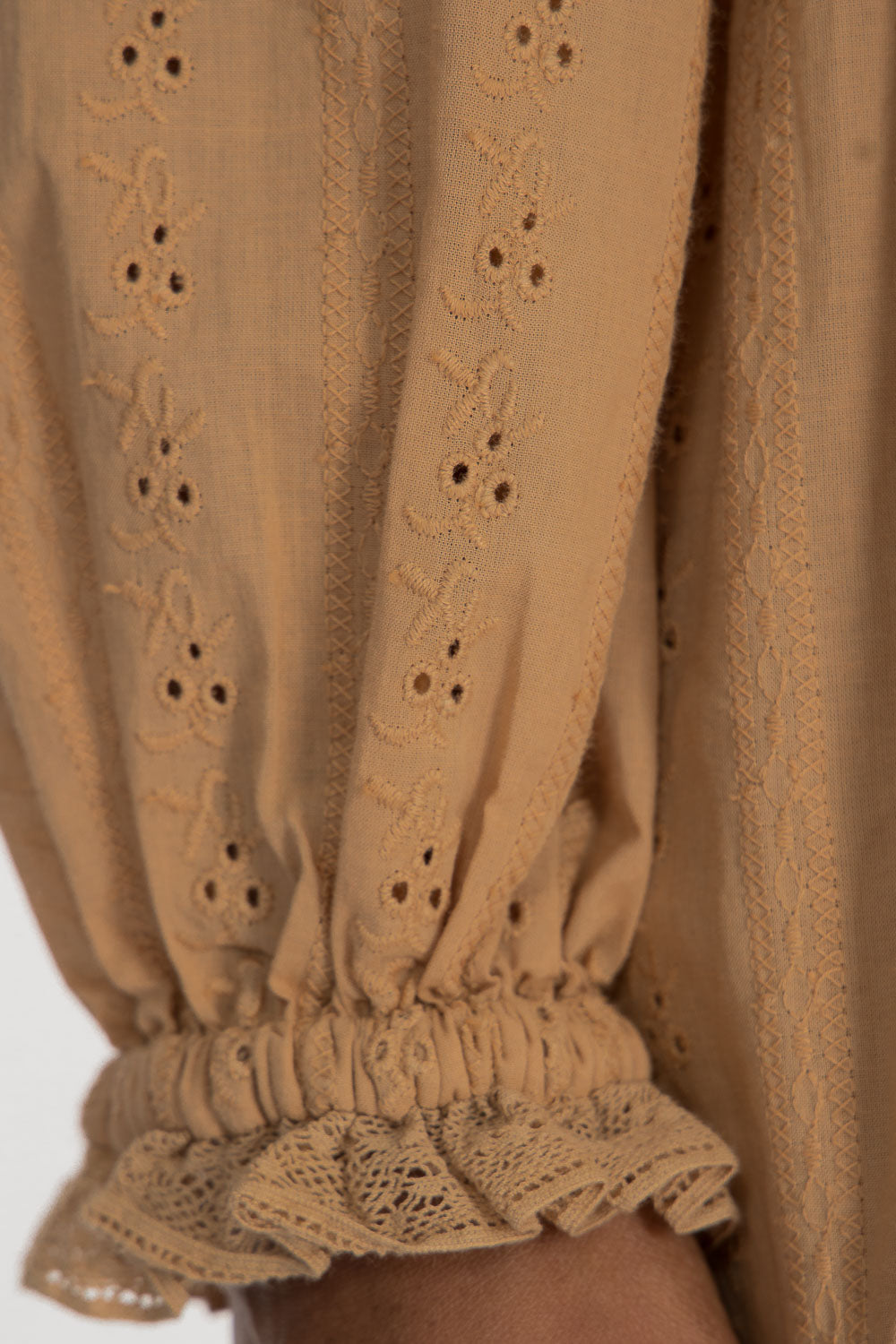 Cotton lace midi dress - Sand