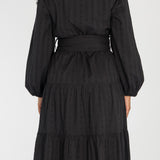 Shirt cotton lace midi dress - Black
