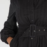 Shirt cotton lace midi dress - Black